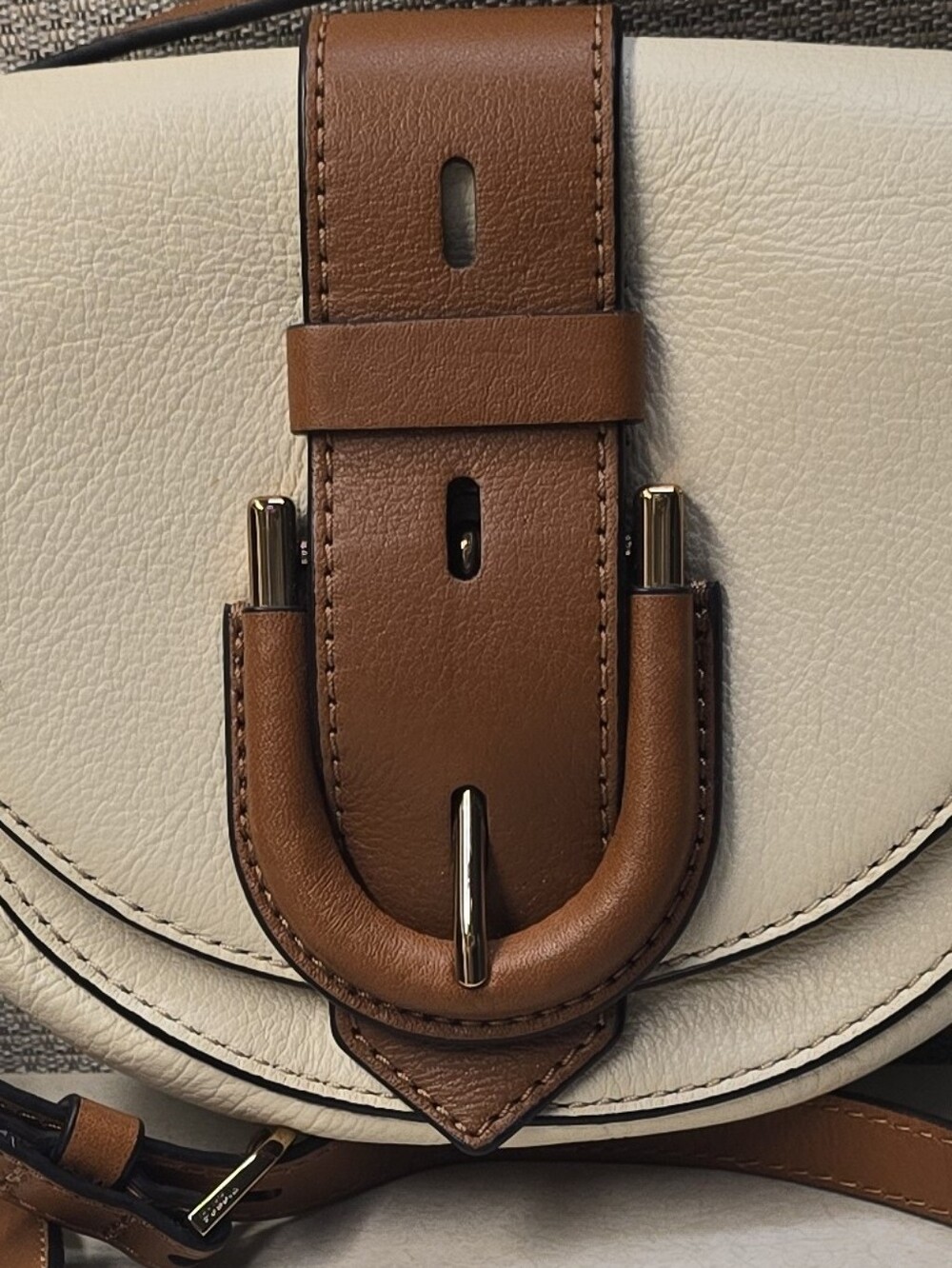Fossil Bone Cream Leather Harwell Mini Flap Crossbody Bag Saddle Equestrian - Picture 7 of 10